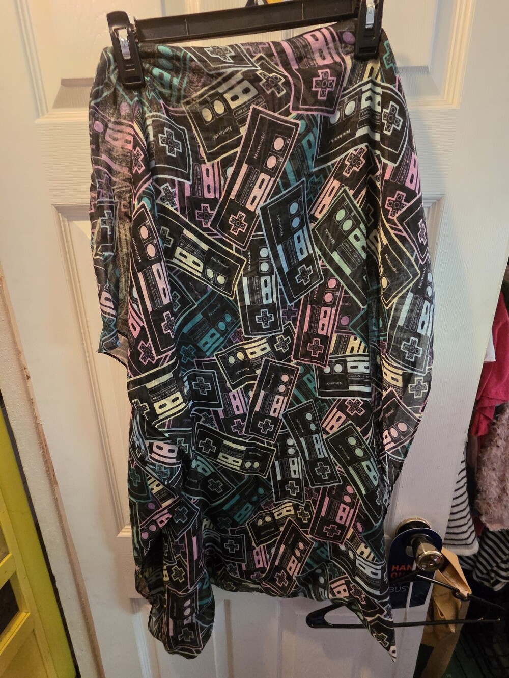 Large Nintendo Teal and Lavender Retro Controller Print Scarf